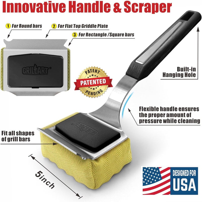 GRILLART Grill Brush Bristle Free. Upgraded BBQ Replaceable Cleaning Head  Seamless-Fitting Scraper Tools for Cast Iron/Stainless-Steel Grates Griddle  Safe Barbecue Grill Cleaner-Black - Image 4